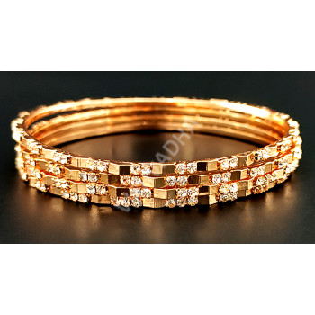 Micro Plated Gold White AD Slim Bangles  (2 Pairs, Size 2-8)