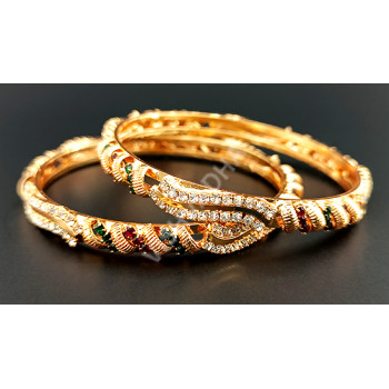 Ruby Green White AD Bangles ( Size 2-4 )