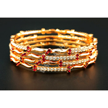 Microplated Red AD stone slim Bangles 2 Pairs