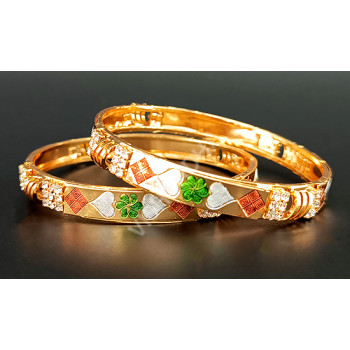 Microplated AD white Stone Flower  Hearts  Bangles (size  2-4)