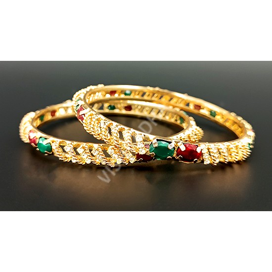 Ruby Emerald White AD stone bangles ( Size 2-4 )