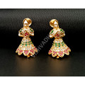 Dancing Girl Ruby Green AD Earrings