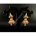 Dancing Girl Ruby Green AD Earrings