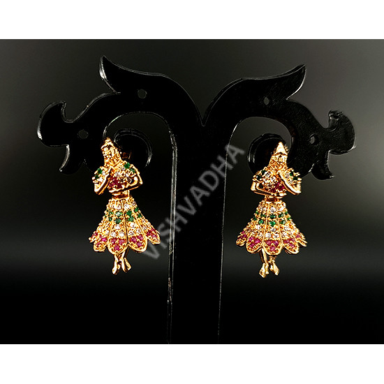 Dancing Girl Ruby Green AD Earrings