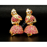 Dancing Girl Butta Bomma Ruby AD Earrings