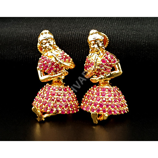 Dancing Girl Butta Bomma Ruby AD Earrings