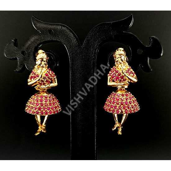 Dancing Girl Butta Bomma Ruby AD Earrings