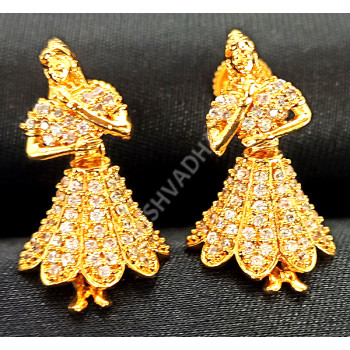 Dancing Girl Beautiful Sparkling White AD Earrings Small