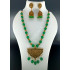 Green Agade Beads Golden Antique Necklace Hand made