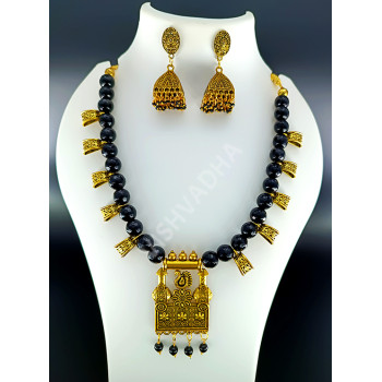 Black Agade Beads Golden Antique Hand Made