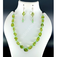 Algae Green Beads  with Light Olive Cystal  Hand made