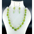 Algae Green Beads  with Light Olive Cystal  Hand made