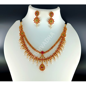 Microplated Golden Double Strand with Pearls