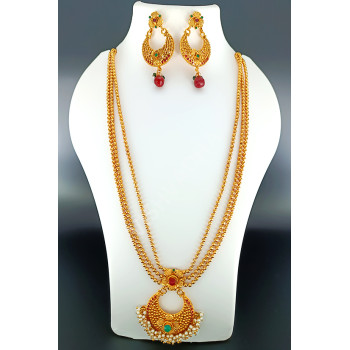 Gold Microplated Multi Strand Elegant Long Necklace