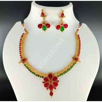 Fancy Ruby Green Kundan Set