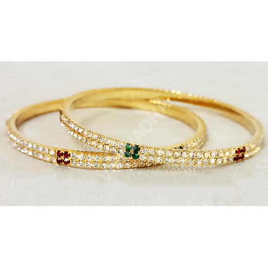 Supreme Quality Golden Microplated Sparkling White AD stone Bangles (Size 2-8)