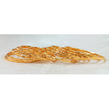 High Quality Golden Microplated Slim Bangles 12 nos (Size 2-6)