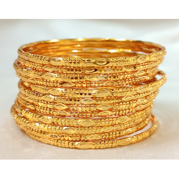 High Quality Golden Microplated Slim Bangles 12 nos (Size 2-6)