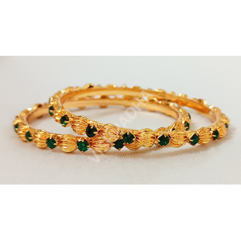 Golden Microplated Green High Quality Bangles