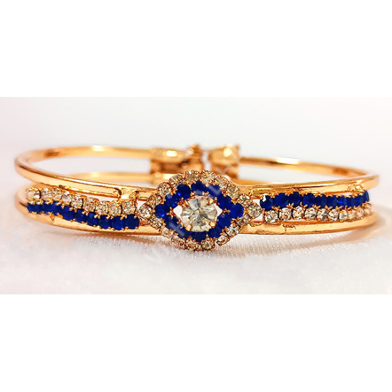 Golden Microplated Admiral Blue AD Stones Bracelet