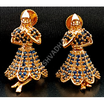 Dancing Girl Beautiful Dark Blue AD Earrings Small