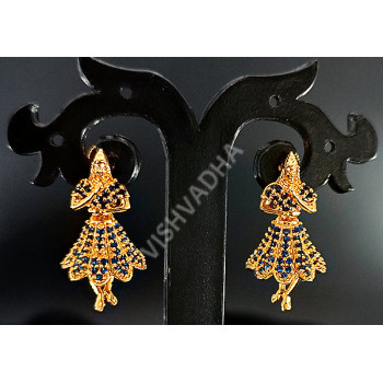 Dancing Girl Beautiful Dark Blue AD Earrings Small