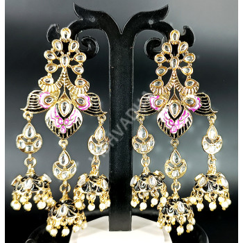 Antique Beautiful Mehandi Polish Party Wear Earrings