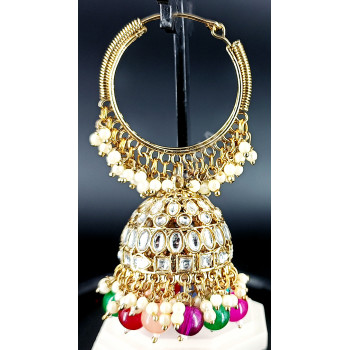 Antique Multi Colour Full Stones Designer Party Wear Large Jhumka Earring