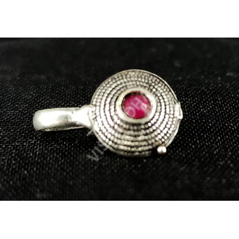 Oxidized Silver Ruby Designer Fancy Nose Pin