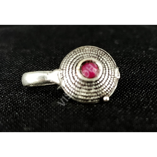 Oxidized Silver Ruby Designer Fancy Nose Pin