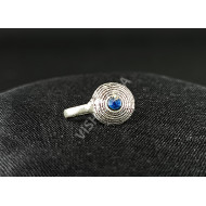 Oxidized Silver Dark Blue Designer Fancy Nose Pin