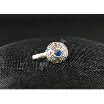 Oxidized Silver Dark Blue Designer Fancy Nose Pin