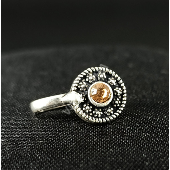 Oxidized Silver Honey Colour Design Party Wear Round  Nose Pin