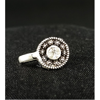 Oxidized Silver Pure White Design Party Wear Round  Nose Pin