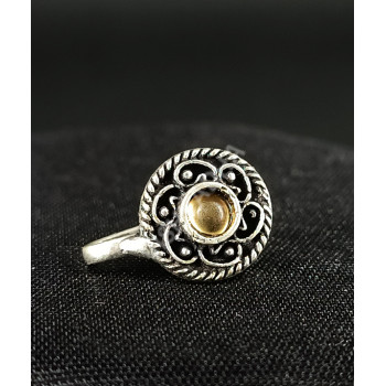 Oxidized Silver Honey Colour Design Party Wear Round  Nose Pin Pattern B