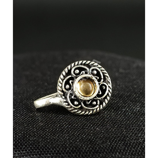 Oxidized Silver Honey Colour Design Party Wear Round  Nose Pin Pattern B