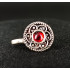 Oxidized Silver Red Design Party Wear Round  Nose Pin Pattern B