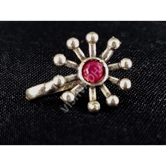 Oxidized Silver Red  Chakra Design Party Wear Nose Pin