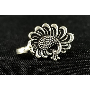 Oxidized Silver Beautiful Peacock Design Party Wear Nose Pin