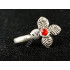 Oxidized Silver Leaf Design Red Stone Party Wear Nose Pin