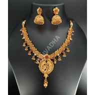 Beautiful Flower Design Ethnic Wear High Gold Kundan Necklace Set
