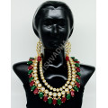 Celebrity / Party Wear Dazzling Mirror Work Premium Quality Kundan Double Strand Heavy Work Necklace Set