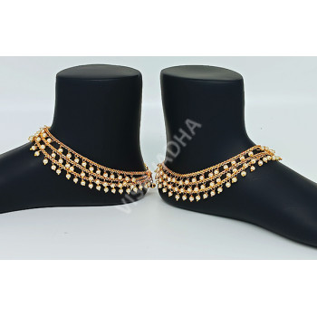 Beautiful High Gold Triple layer Stylish Payal / Golusu / Anklets ( Suitable for 9 and 10 Inch )