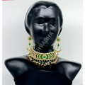 Green Party Wear Choker Kundan Necklace Set  with Stones and  Clustered Pearl