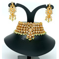 Celebrity / Bridal / Party Wear Exquisite Kundan Full Work Designer Choker with Clustered Pearl Green Necklace
