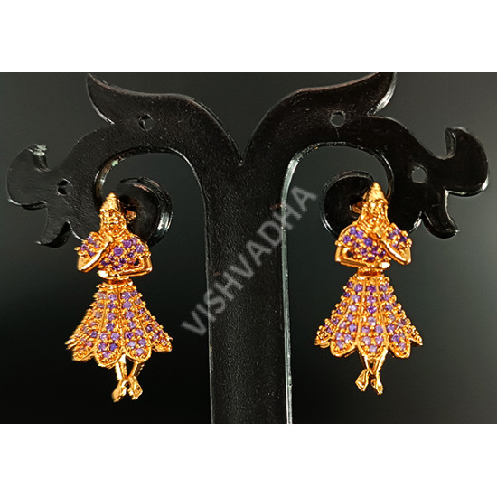 Dancing Girl Violet Beautiful AD Earrings Small