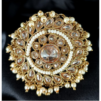 Beautiful Stunning Party / Ethnic Wear Designer Antique Clustered Pearls with Stones Big Finger Ring