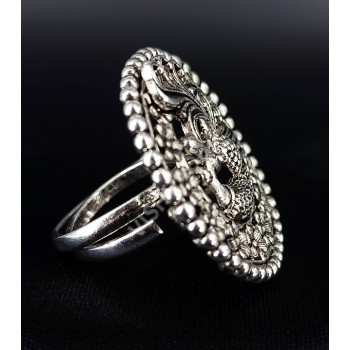 Oxidized Silver Stunning Peacock design Big Finger Ring