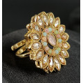 Dazzling Antique Multi Colour Party Wear Mehandi Polish Big Finger Ring