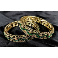 Antique Party Wear Designer Beautiful Dark Green Bangle (Size 2 - 8)